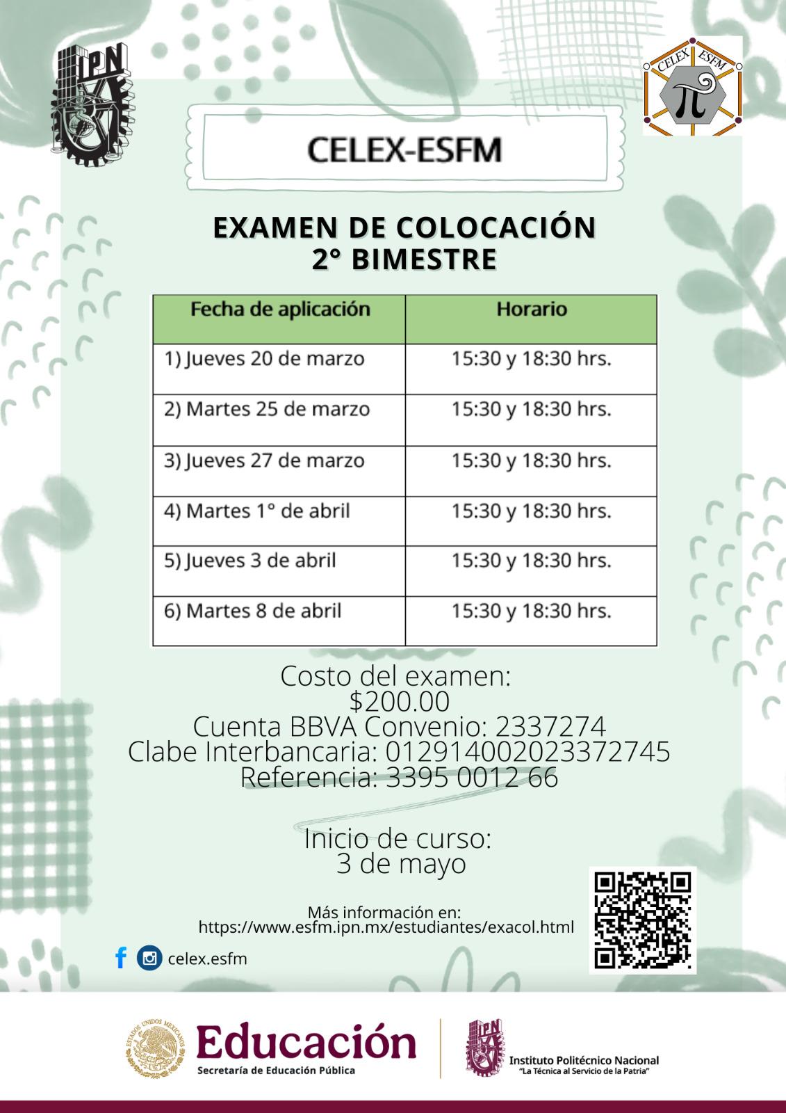 examen colocación