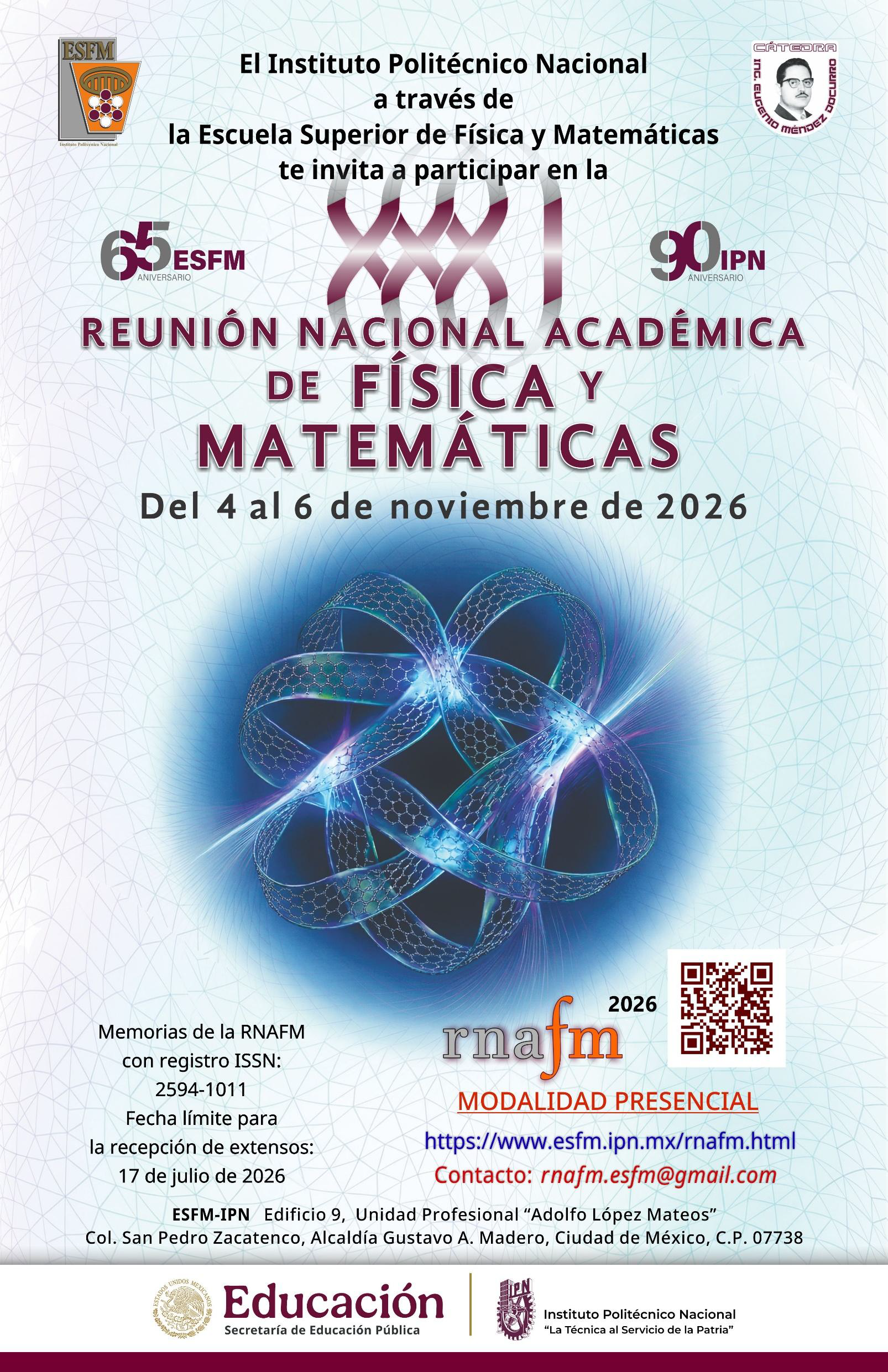 Cartel Reunión Nacional Académica de Física y Matemáticas